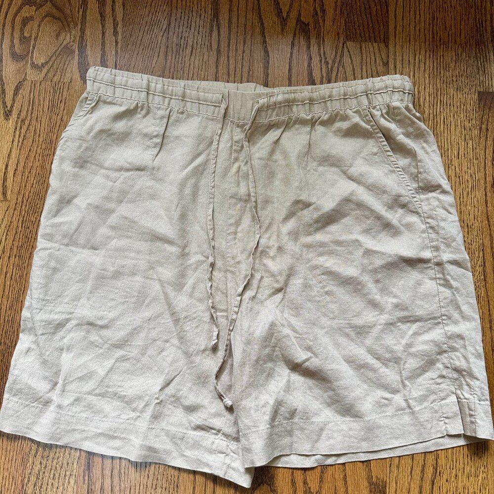 Matty M Linen Blend Drawstring Shorts Tan Women's Size Medium